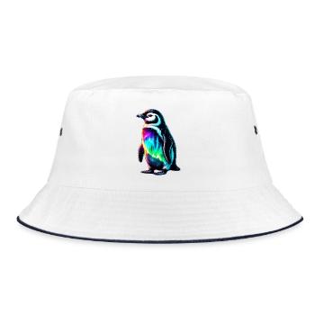 Aurora Borealis Penguin - Bucket Hat - white/navy - Front