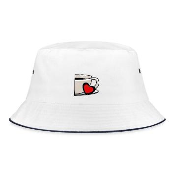 Kaffeetasse Diät Koffein Kaffee Tasse Herz - Bucket Hat - Weiß/Navy - Vorne