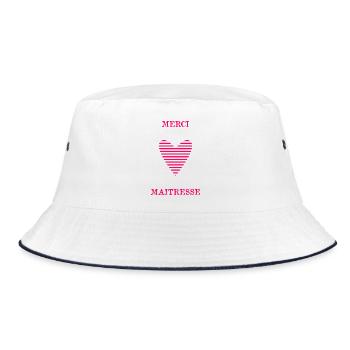 THANK YOU. MISTRESS. MASTER. THANK YOU MISTRESS. THANK YOU. - Bucket Hat - white/navy - Front
