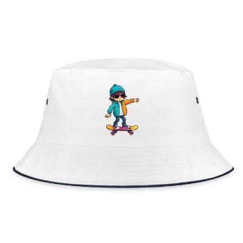 Cool Happy Skateboarding Kid - Bob - blanc/marine - Devant