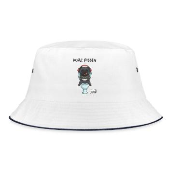 Gaming Hund der auf der Toilette , kurz pissen - Bucket Hat - Weiß/Navy - Vorne