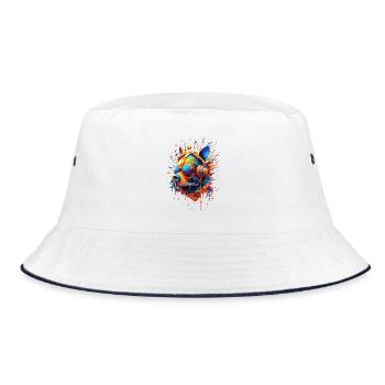 Tête de Chien Futuriste Stylisée Type Molosse - Bob - blanc/marine - Devant