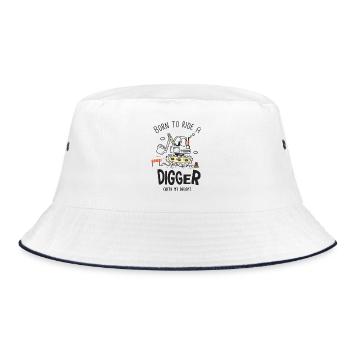 Born to ride a digger with my daddy - Bucket Hat - white/navy - Front