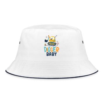 Baby Digger Birth Baby, Dad Construction Site - Bucket Hat - white/navy - Front