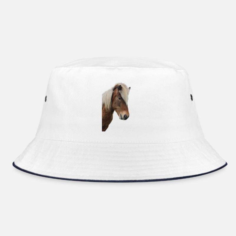 Pferde T-shirt Geschenk Reiter - Bucket Hat - Weiß/Navy