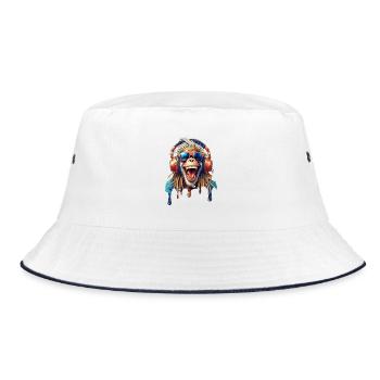 Old Rasta Monkey-Dreads-Laughing-Glasses-Hifi Helmet - Bucket Hat - white/navy - Front