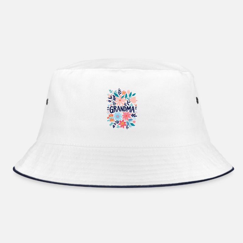 Oma Doodle Text mit bunten Blumen - Oma Bucket Hat