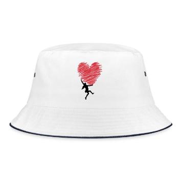 Red heart scribble in vintage look - Bucket Hat - white/navy - Front