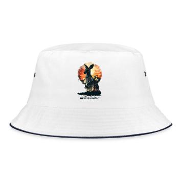 Preserve & Protect Kangaroo Marsupial Kangaroo - Bucket Hat - white/navy - Front