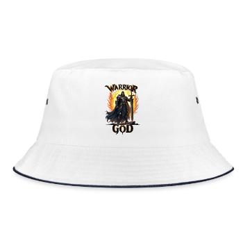 WARRIOR OF GOD - Schwarzer Ritter - Bucket Hat - Weiß/Navy - Vorne