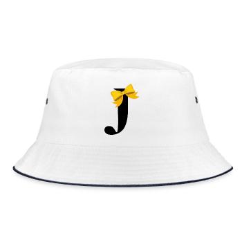 Letter j yellow bow - Bucket Hat - white/navy - Front