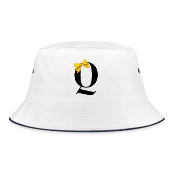 Letter q yellow bow - Bucket Hat - white/navy - Front