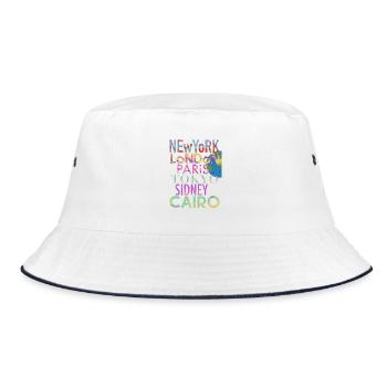 Städte der Welt - Bucket Hat - Weiß/Navy - Vorne