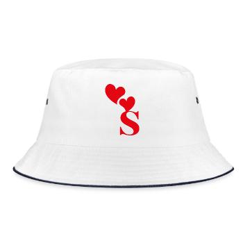 Letter s red heart - Bucket Hat - white/navy - Front