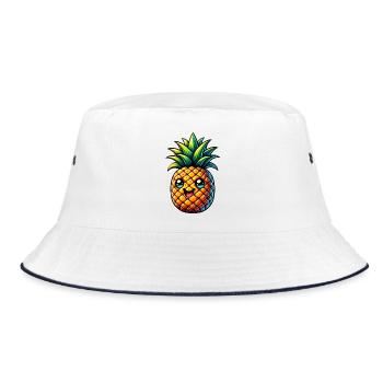 Ananas - Bucket Hat - Weiß/Navy - Vorne