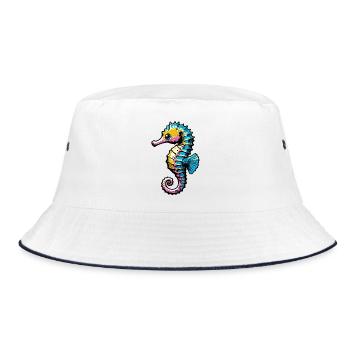 Seepferdchen - Bucket Hat - Weiß/Navy - Vorne