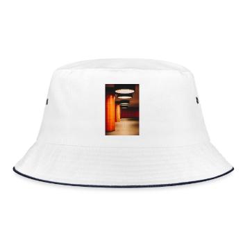 Orange tunnel with light balls - Bucket Hat - white/navy - Front