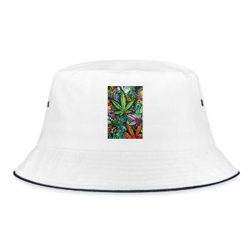 Psychedelic Leaf World - Bob - blanc/marine - Devant