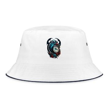 The clock in the fog of infinity. - Bucket Hat - white/navy - Front