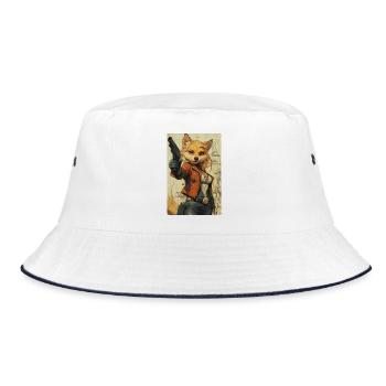 Fox Heroine Western Look - Bucket Hat - white/navy - Front