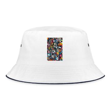 Kaleidoscope Comic Collage - Bucket Hat - white/navy - Front