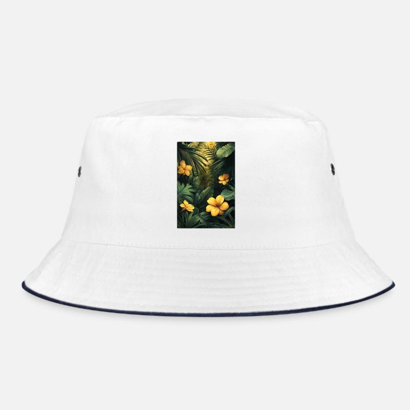 Tropical flowers in the leaf forest Bucket Hat