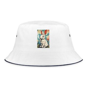 Graffiti Bunny Cigarette - Bucket Hat - white/navy - Front