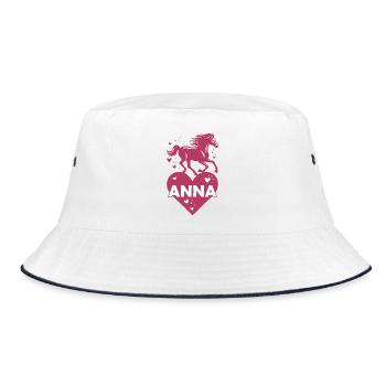 Anna Last name First name Pferdeherz - Bucket Hat - white/navy - Front