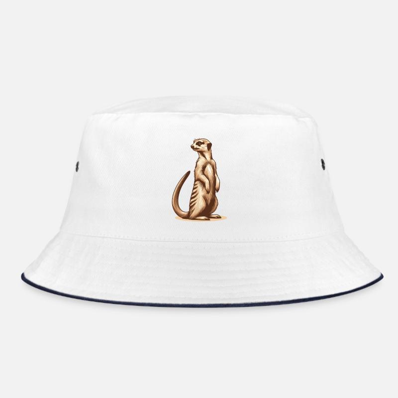 Erdmännchen - Bucket Hat - Weiß/Navy