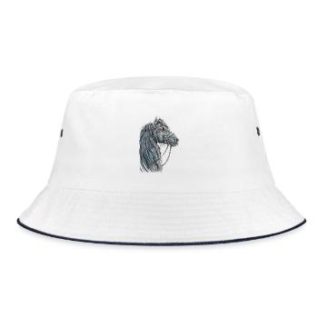 Black Frieze Portrait - Bucket Hat - white/navy - Front