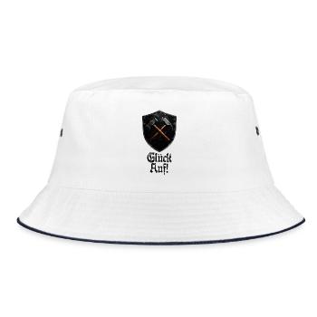 Good luck on logo mining miner mallet and iron - Bucket Hat - white/navy - Front