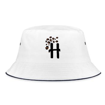 Letter h leopard print - Bucket Hat - white/navy - Front