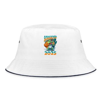 School Child 2025 Dinosaur Dino School Enrollment School - Bucket Hat - white/navy - Front