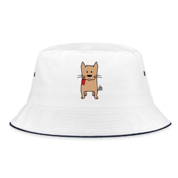 Dog Tongue Out Happy Cute Wiggling - Bucket Hat - white/navy - Front