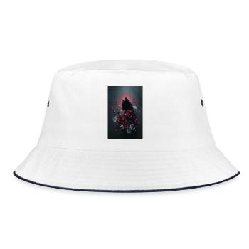 Cat with flowers - Bucket Hat - white/navy - Front