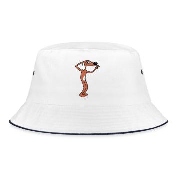 Hund Gechillter Kerl Peace Handzeichen Entspannt - Bucket Hat - Weiß/Navy - Vorne
