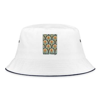 Classic Vintage – Art Nouveau Pattern - Bucket Hat - white/navy - Front
