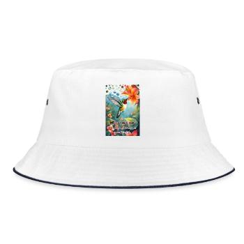 Ich liebe die Natur Kolibris sind einzigartig - Bucket Hat - Weiß/Navy - Vorne