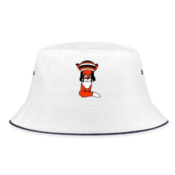 Fox Raggae Jamaica Hat Rasta Curls Chill Hat - Bucket Hat - white/navy - Front