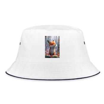 Fox Illustration Poster - Bucket Hat - white/navy - Front