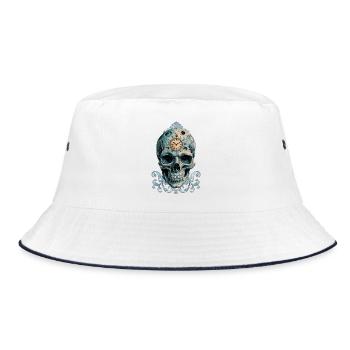 The Skull of Time: Roman Numerals - Bucket Hat - white/navy - Front