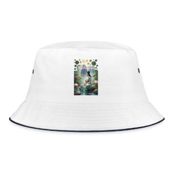 Meditation Asian Beauty Lotus Bamboo Forest - Bucket Hat - white/navy - Front