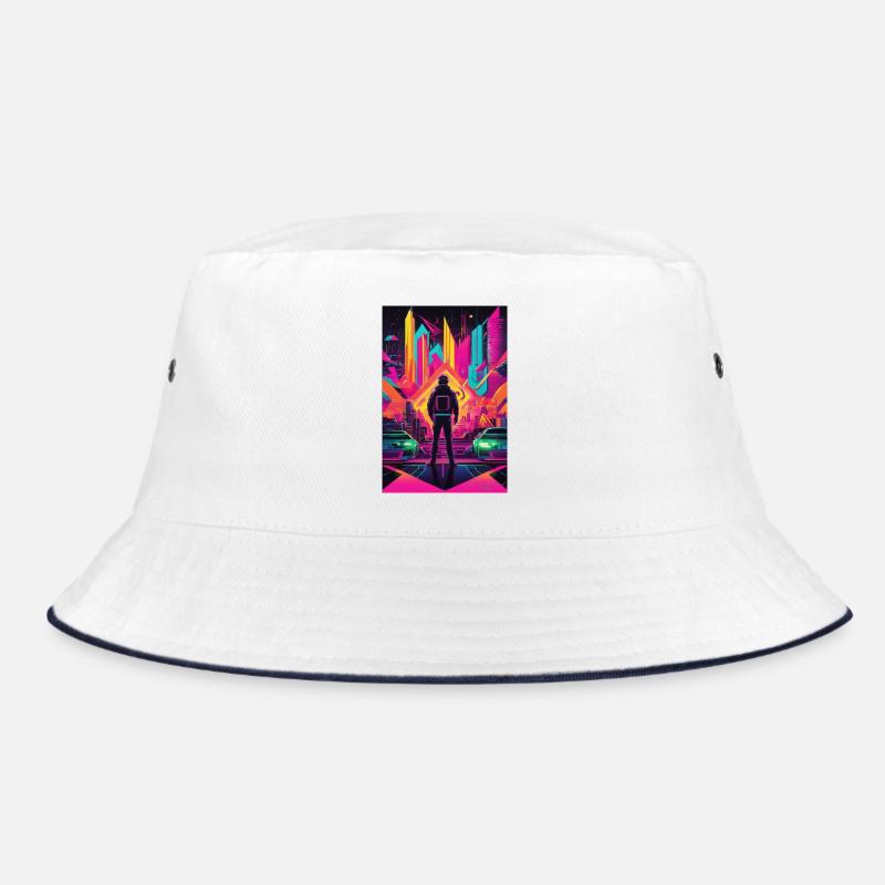 Neon Frontier Astronaut in Neon City Bucket Hat