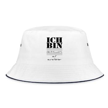 ICH BIN die Antwort auf eure Fehler - Bucket Hat - Weiß/Navy - Vorne