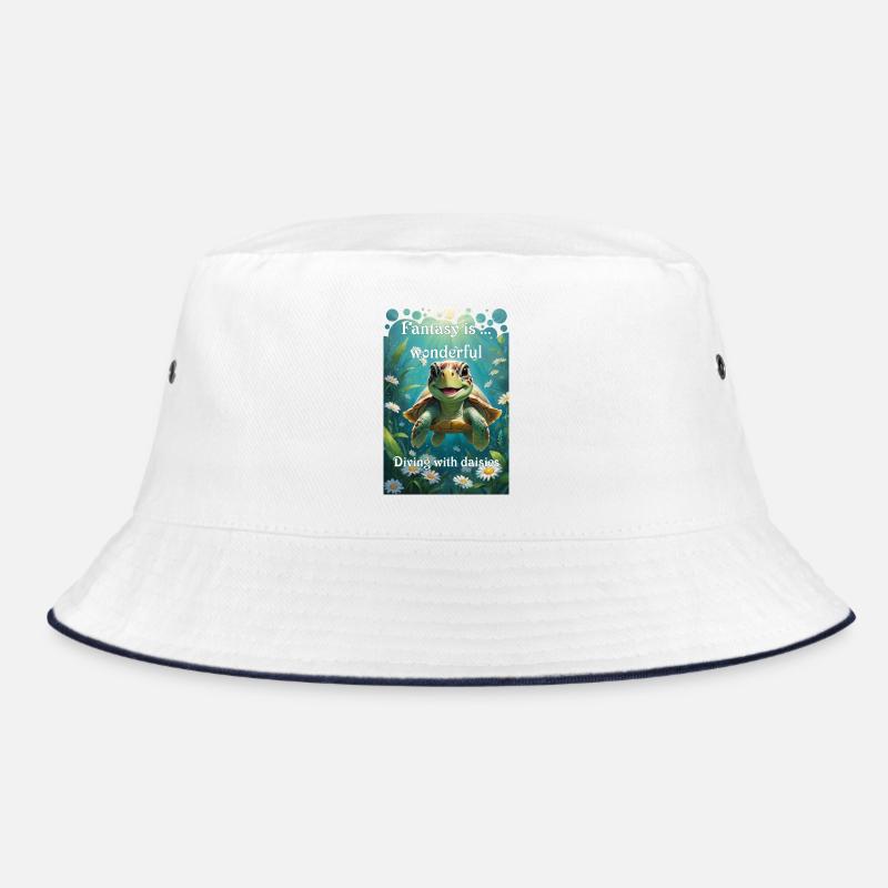 Unter Wasser Schildkröte taucht mit Gänseblümchen Bucket Hat