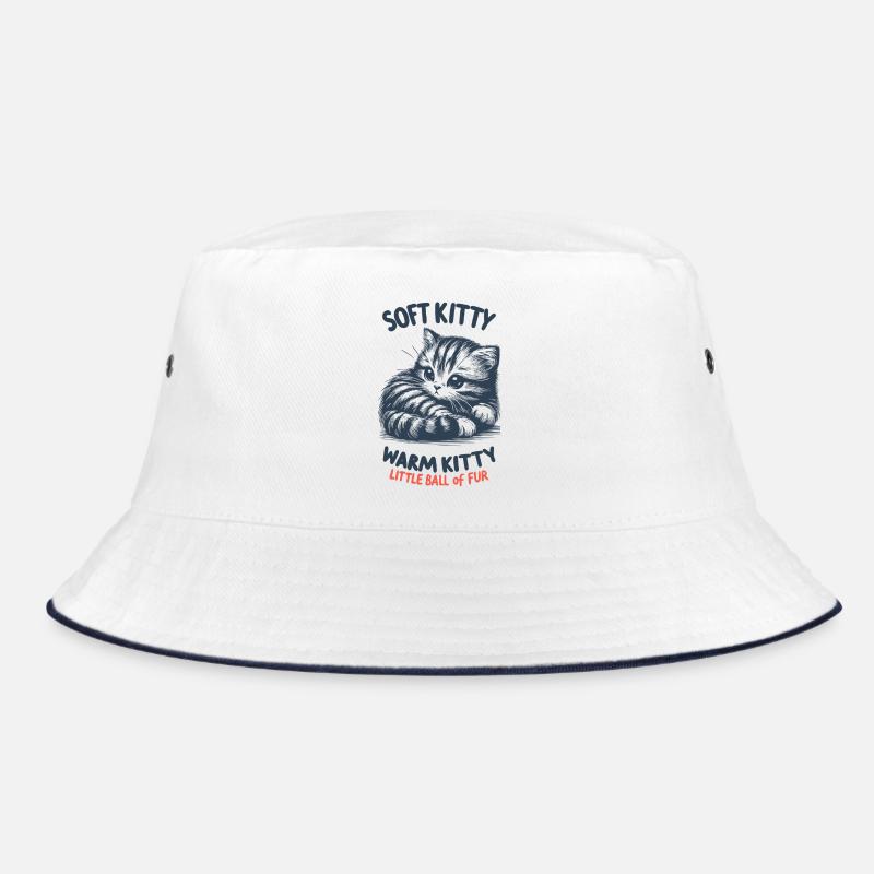 Weiches Kätzchen - Bucket Hat - Weiß/Navy