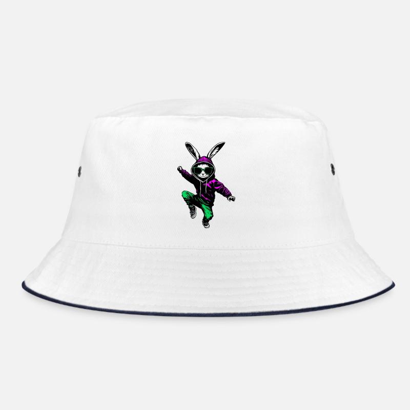 Cool bunny Easter bunny in jogger with sunglasses Bucket Hat