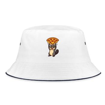raton laveur transportant une pizza - Bob - blanc/marine - Devant
