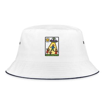 UFO nimmt Papa mit! - Bucket Hat - Weiß/Navy - Vorne