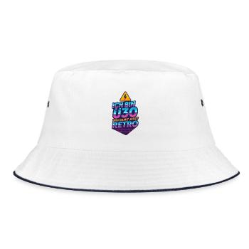 Ich bin Ü30 und damit jetzt Retro – 80s Fun Design - Bucket Hat - Weiß/Navy - Vorne